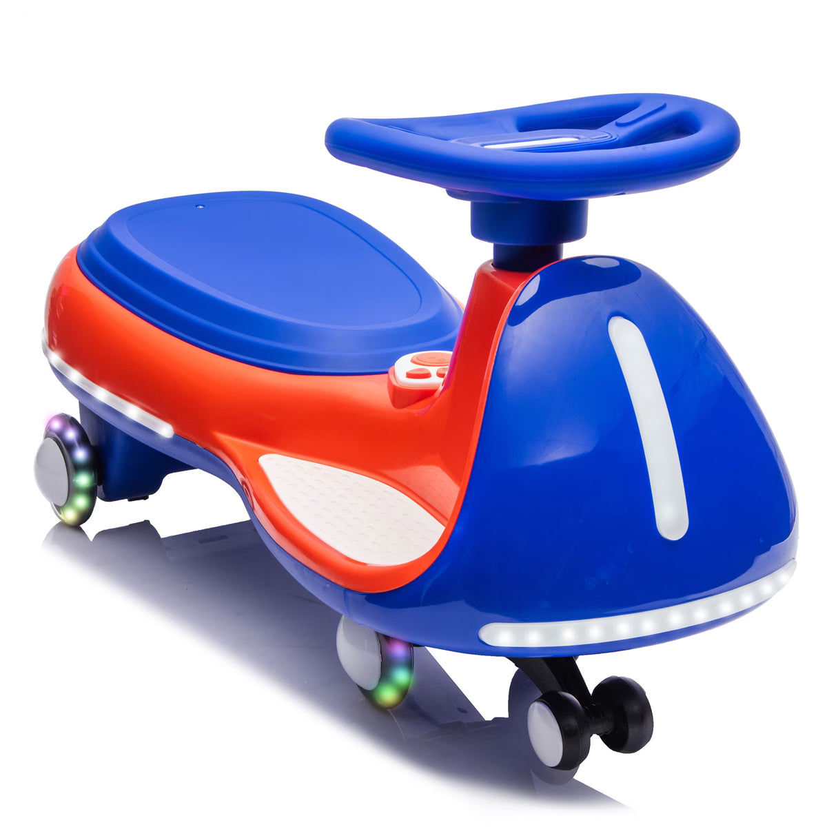 12V 2-in-1 Electric Wiggle Car for Kids Ages 3-8, Ride On Toy with Bluetooth, LED PU Wheels, Wide Foot Platform, 66 lbs