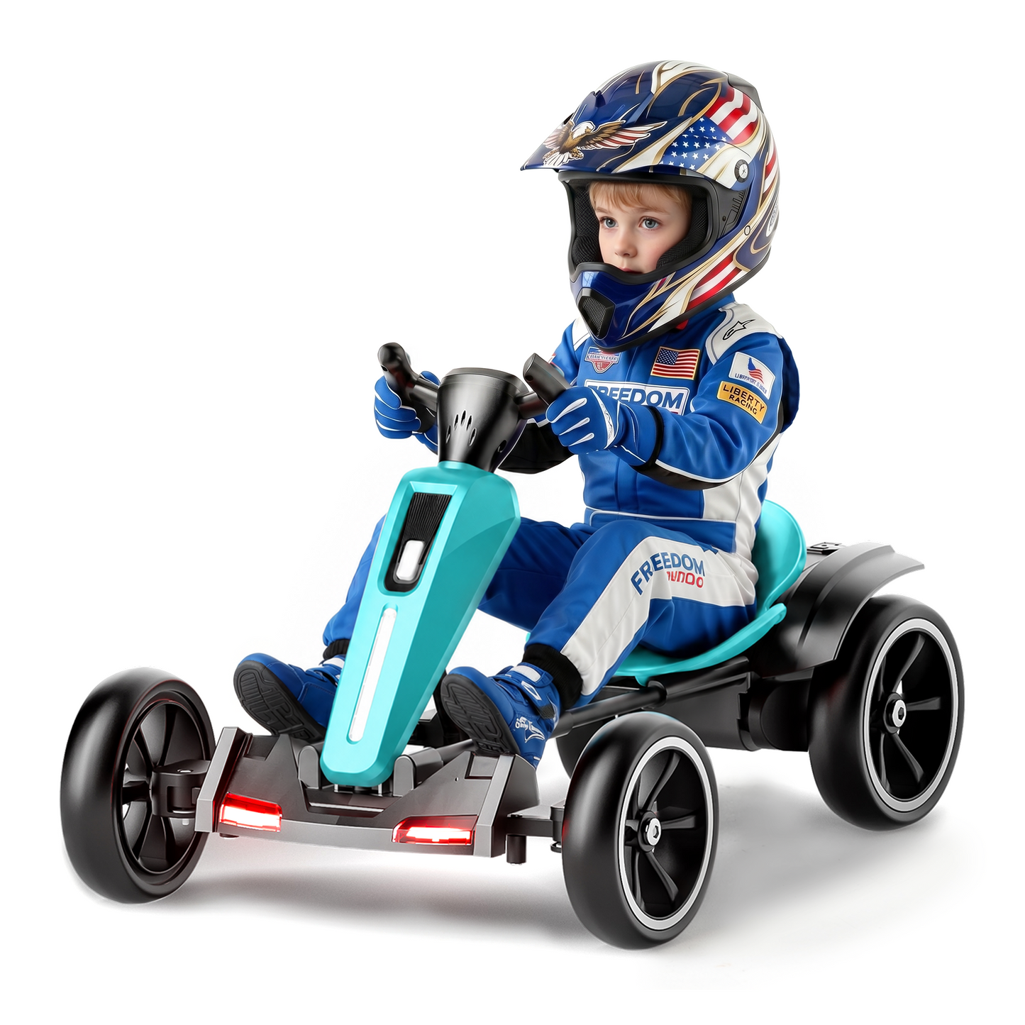Conchico 12V Kids Ride On Toy Car, Foldable Electric Go Kart for Kids, Go Cart with Adjustable Seat for Toddlers 3-6 Years Old