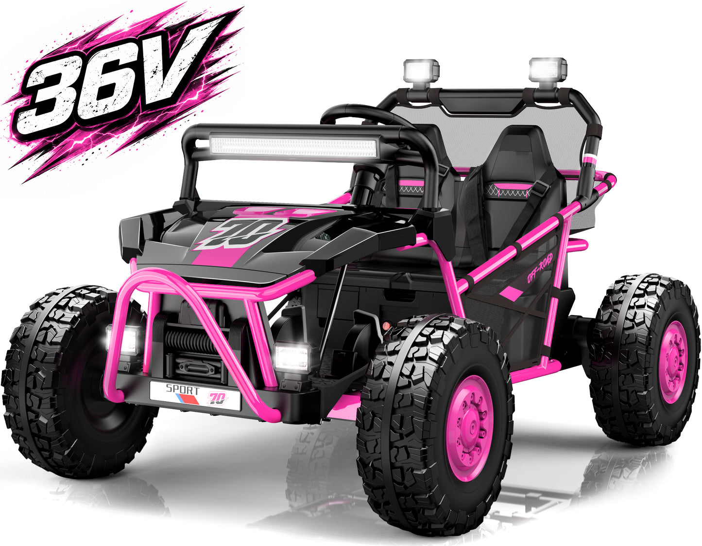 Conchico 36V Kids Ride on Toys, 2 Seater Electric Ride on Car for Big Kids, Battery Powered Riding Toys with Rear Wheel Spring Suspension, Bluetooth and FM Radio, Max Speed 8 MPH, Aged 6+