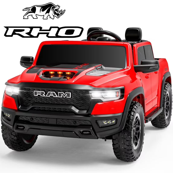 RAM 24V Kids Ride on Truck Cars, Ride on Toys with Remote Control, Electric Car for Kids 2 Seater, Powered Toddler Car with Bluetooth MP3 4 Wheels Suspension for Boys Girls