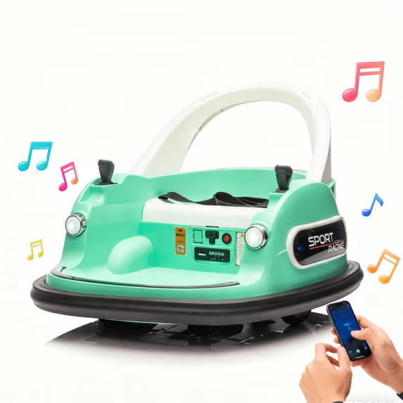 Conchico 12V Bumper Cars for Kids, Kids Ride on Toy for Toddler Boys Girls 3-5, 360° Spin, Ride on Cars with Remote Control, Anti-Collision Padding, Safety Belt, LED Lights, Bluetooth