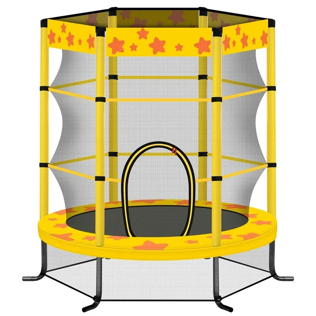 Conchico Trampolines for Kids, 55"Round Trampolines with Safety Enclosure Net, 4.5FT Outdoor Indoor Small Trampoline, Baby Trampoline Toys, Gifts for Children Boy Girl, Yellow