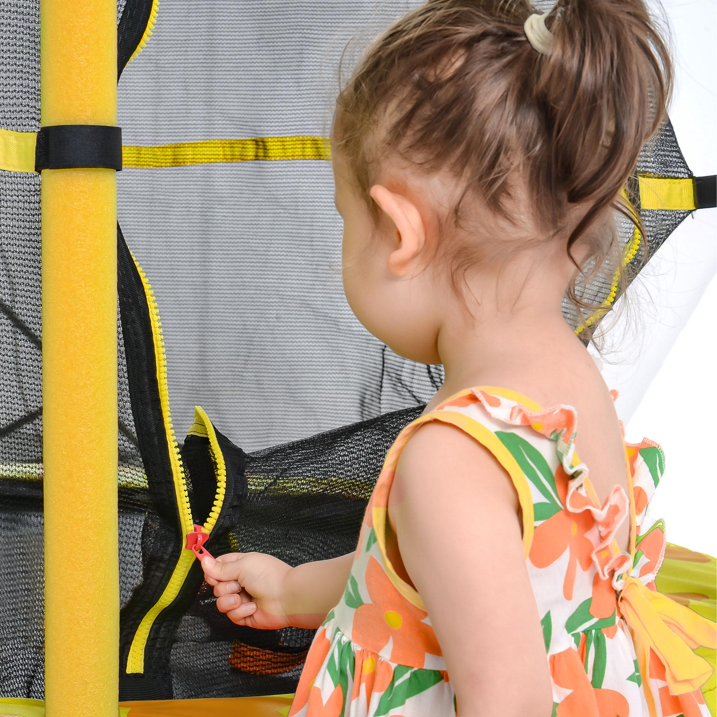 Conchico Trampolines for Kids, 55"Round Trampolines with Safety Enclosure Net, 4.5FT Outdoor Indoor Small Trampoline, Baby Trampoline Toys, Gifts for Children Boy Girl, Yellow
