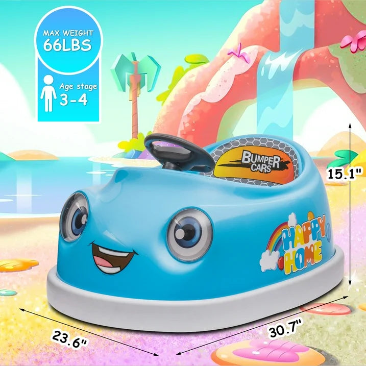 Conchico 12V Powered Ride on Car, 3 IN 1 Kids Toddler Electric Bumper Car/ Rocking Horse / Push Car with Remote Control, Colorful Lighting, Detachable Dining Tray, Blue