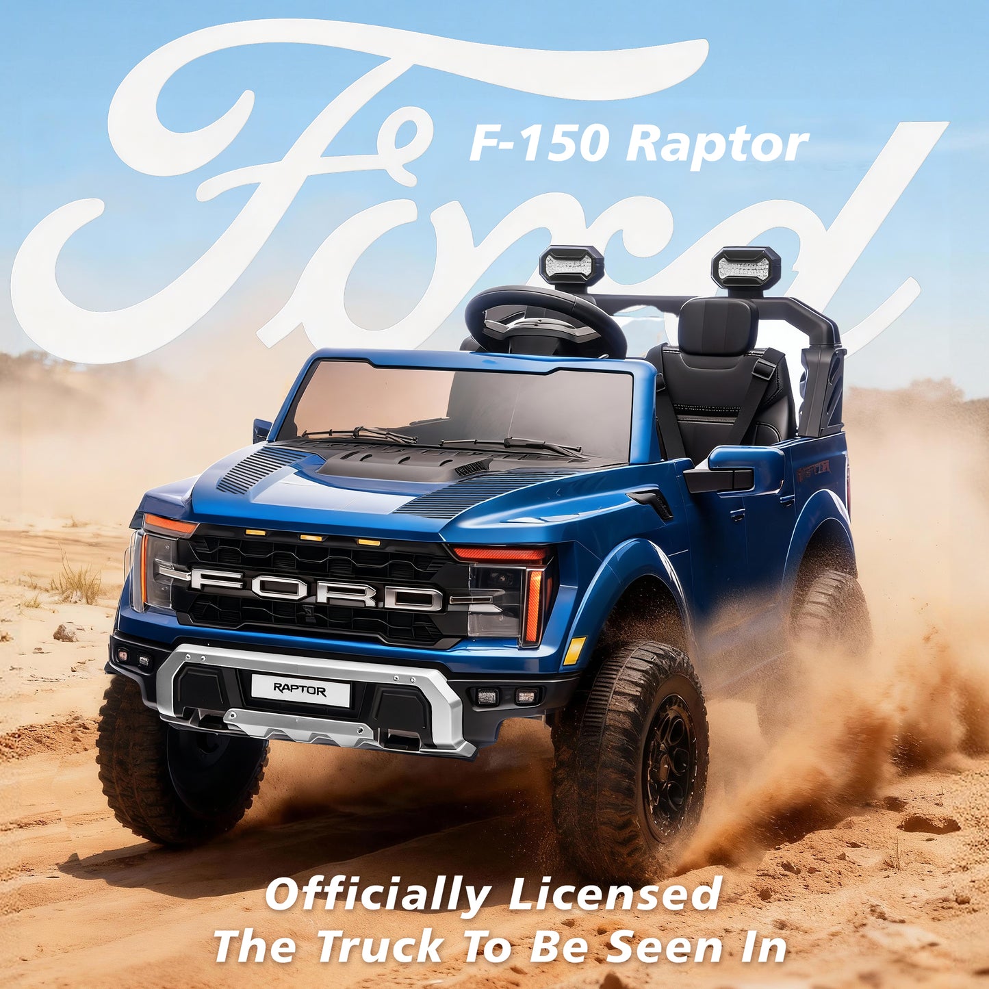 24V Ride On Toys for Big Kids 2 Seater, Ford F150 Electric Car for Kids, Battery Powered Kids Ride On Car to Drive, Toddler Car with Bluetooth LED Light for Boys Girls 3-8