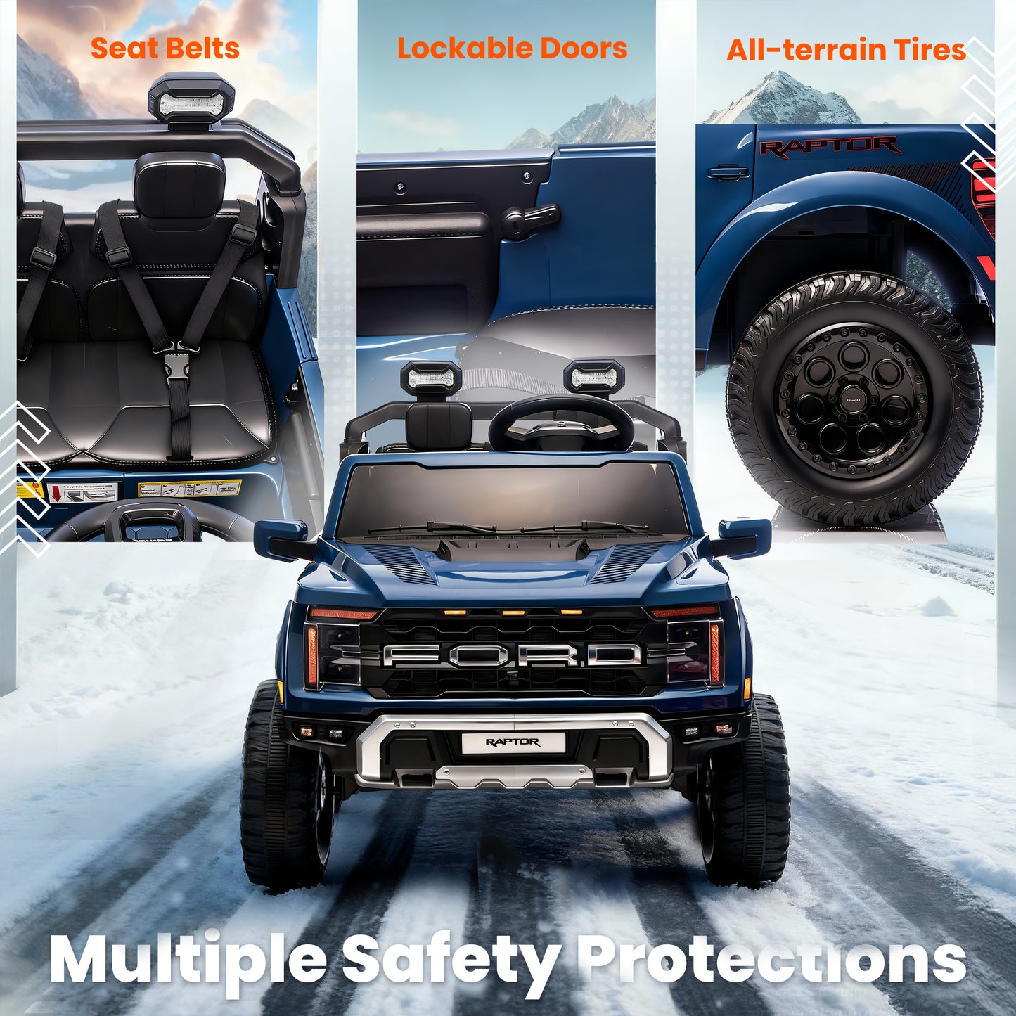 24V Ride On Toys for Big Kids 2 Seater, Ford F150 Electric Car for Kids, Battery Powered Kids Ride On Car to Drive, Toddler Car with Bluetooth LED Light for Boys Girls 3-8
