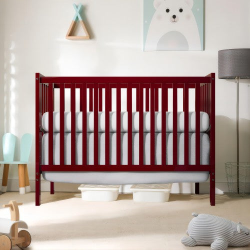 5-In-1 Convertible Crib, New Zealand Pinewood Baby Bed,Baby Crib With 3 Height Adjustment, Non-Toxic Finish, Easy to Assemble