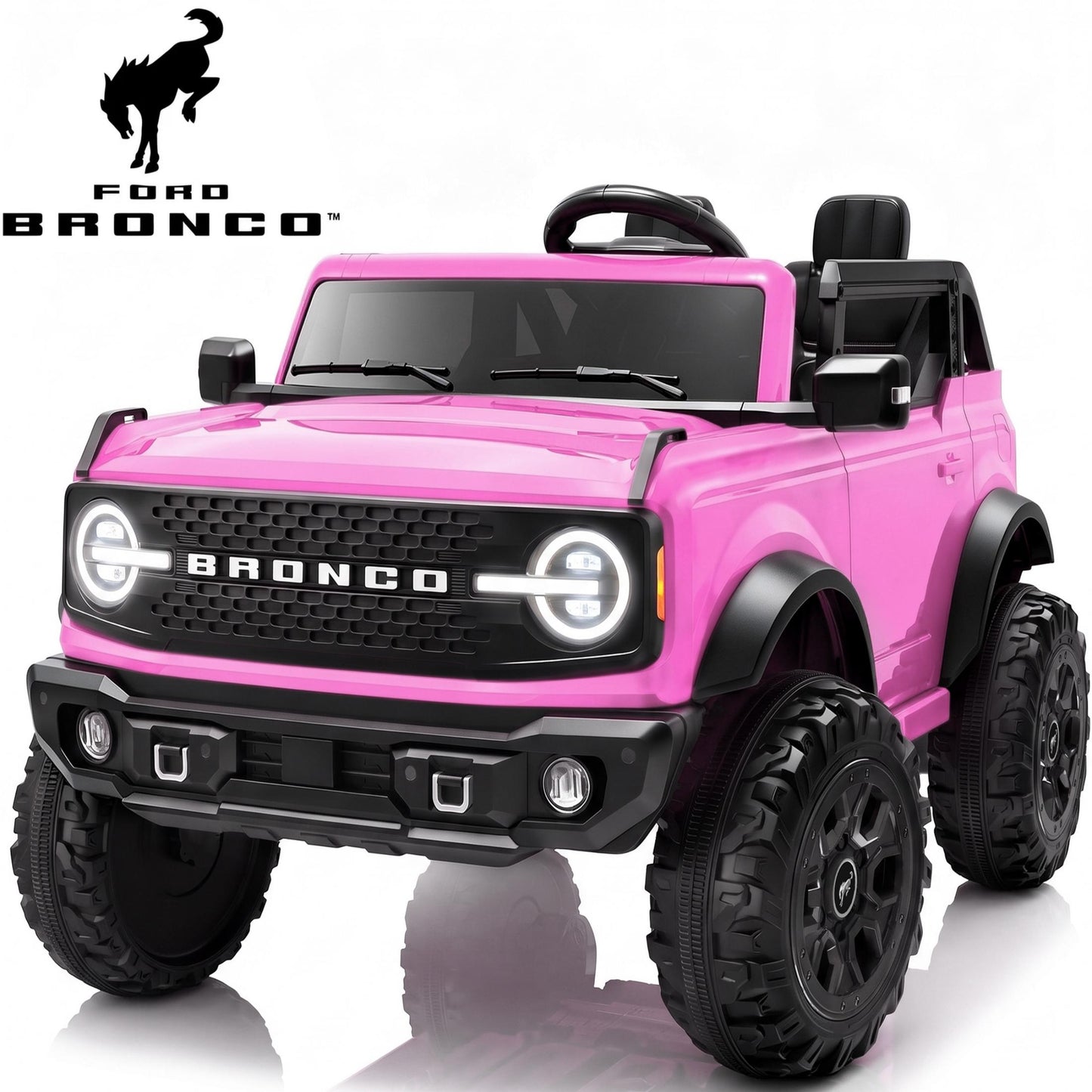Conchico 24V Licensed Ford Bronco 2 Seater Powered Ride on Car with Remote, LED Lights & Bluetooth, 4-Wheel Suspension