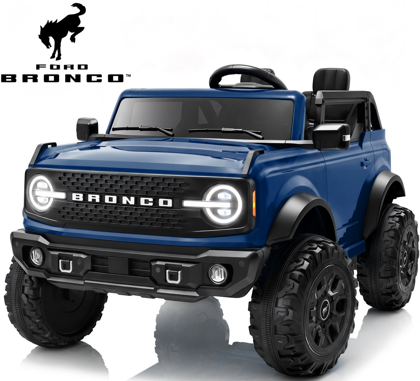 Conchico 24V Licensed Ford Bronco 2 Seater Powered Ride on Car with Remote, LED Lights & Bluetooth, 4-Wheel Suspension
