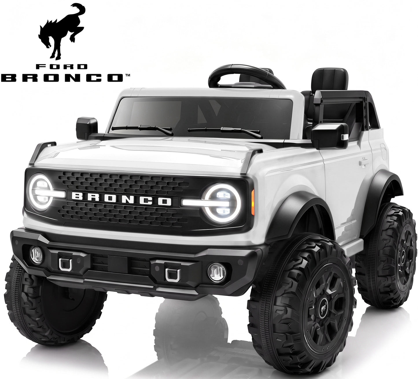 Conchico 24V Licensed Ford Bronco 2 Seater Powered Ride on Car with Remote, LED Lights & Bluetooth, 4-Wheel Suspension