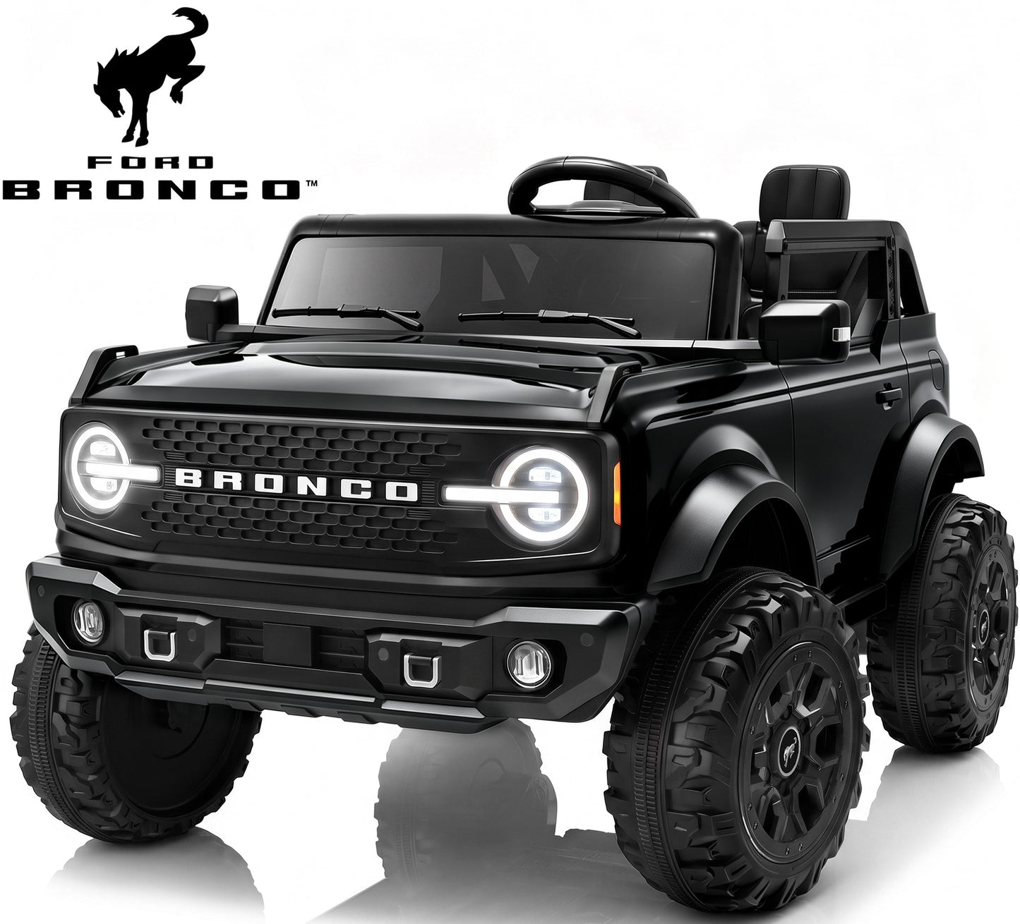 Conchico 24V Licensed Ford Bronco 2 Seater Powered Ride on Car with Remote, LED Lights & Bluetooth, 4-Wheel Suspension