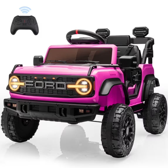Conchico 12V Licensed Ford Bronco Powered Ride-On Cars with Remote Control, Ride on Toys with Music & Seatbelt, Electric Car for Kids