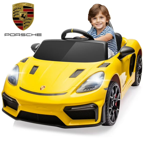 Porsche 718 12V Power Kids Ride on Car with Remote Control, Kids Electric Car to Drive, Toddler Car with Bluetooth/MP3/Lights, Gift for Boys Girls Aged 3-5