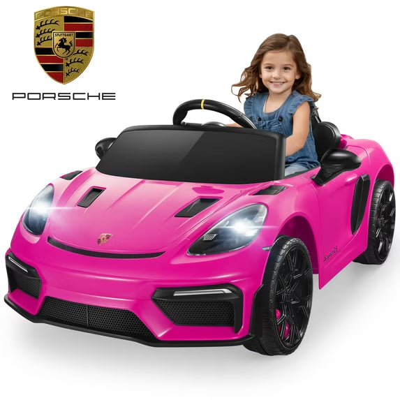Porsche 718 12V Power Kids Ride on Car with Remote Control, Kids Electric Car to Drive, Toddler Car with Bluetooth/MP3/Lights, Gift for Boys Girls Aged 3-5