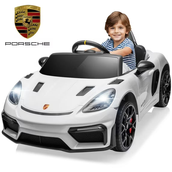 Porsche 718 12V Power Kids Ride on Car with Remote Control, Kids Electric Car to Drive, Toddler Car with Bluetooth/MP3/Lights, Gift for Boys Girls Aged 3-5