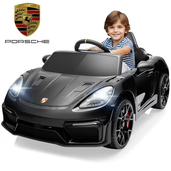 Porsche 718 12V Power Kids Ride on Car with Remote Control, Kids Electric Car to Drive, Toddler Car with Bluetooth/MP3/Lights, Gift for Boys Girls Aged 3-5