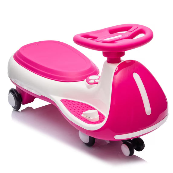 12V 2-in-1 Electric Wiggle Car for Kids Ages 3-8, Ride On Toy with Bluetooth, LED PU Wheels, Wide Foot Platform, 66 lbs