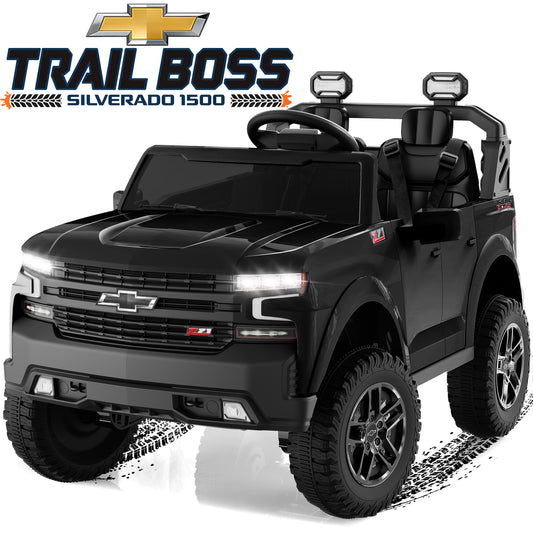 Conchico 24V Ride on Cars 2 Seater, Licensed Chevrolet Silverado Powered Ride on Truck Toys with Remote Control, 4 Wheels Suspension, Electric Car for Kids with Music for Girls Boys 3-8