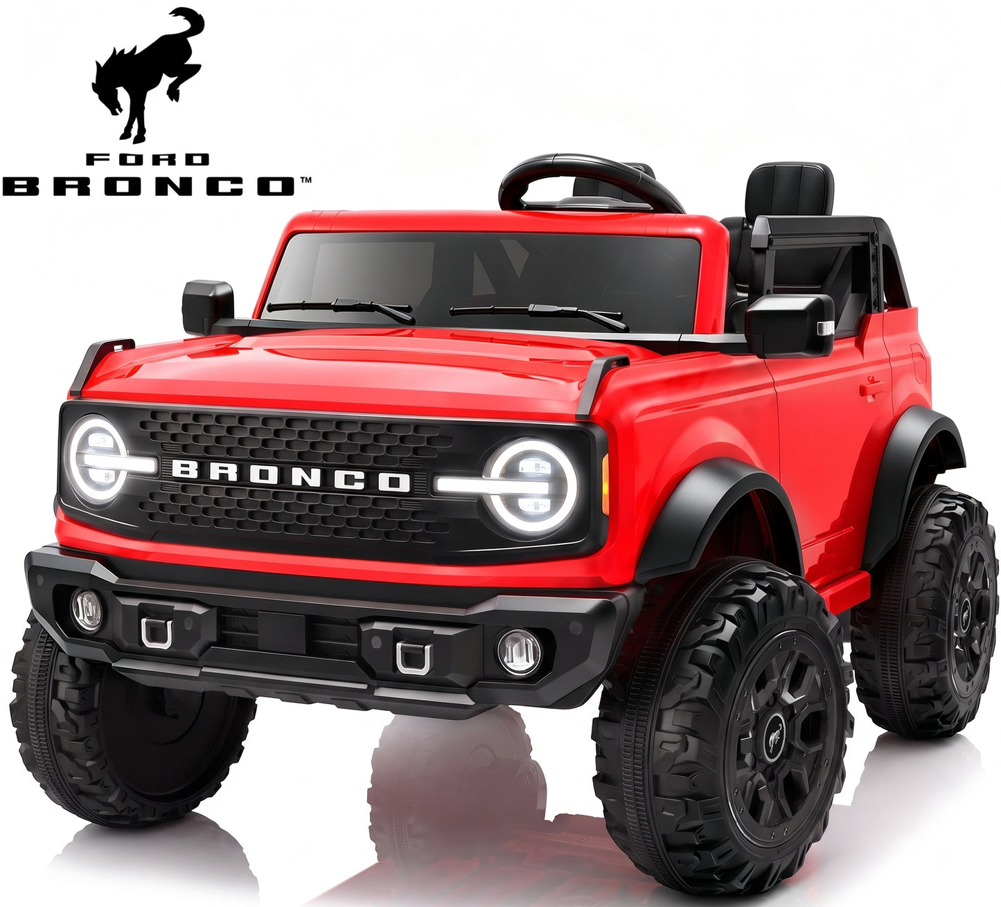 Conchico 24V Licensed Ford Bronco 2 Seater Powered Ride on Car with Remote, LED Lights & Bluetooth, 4-Wheel Suspension