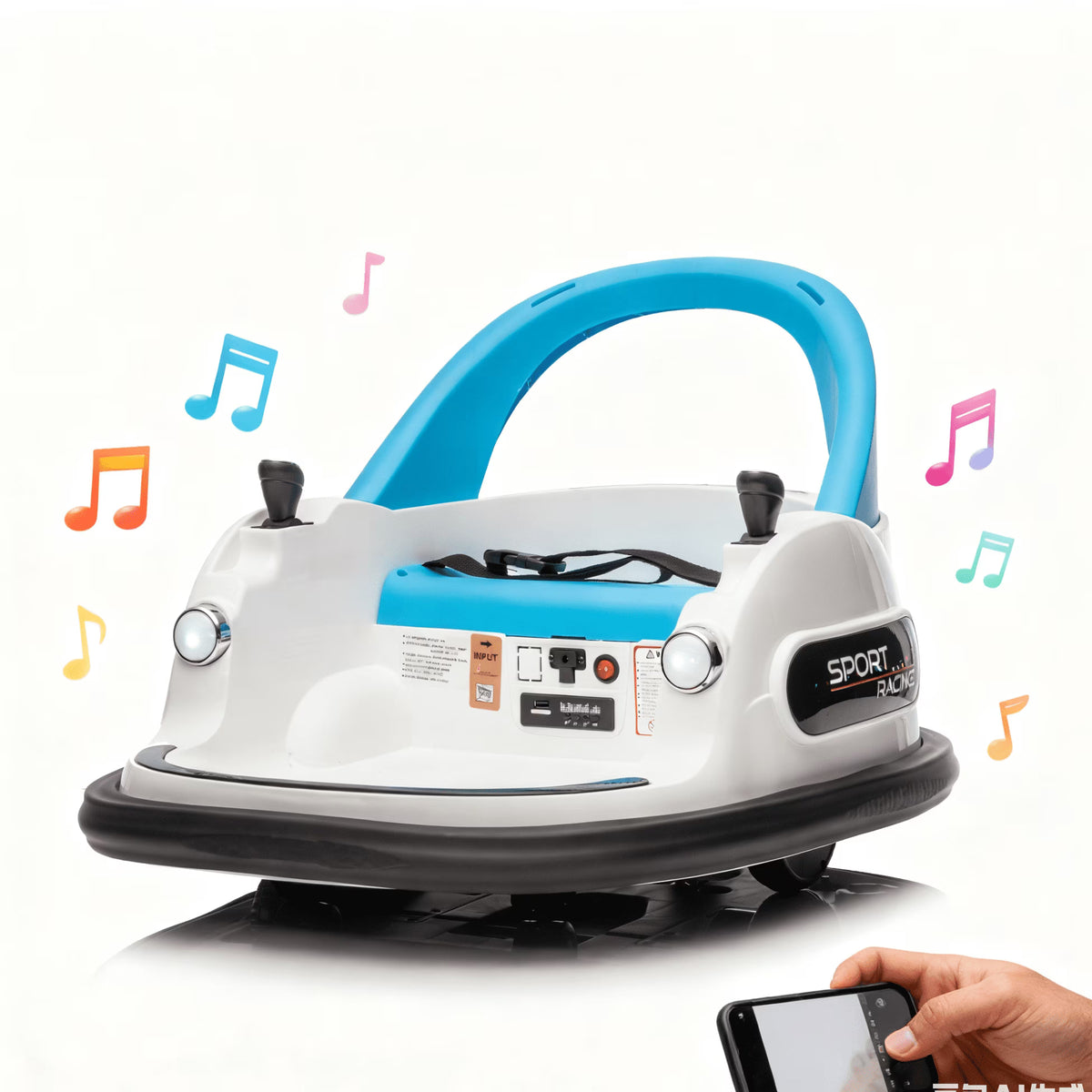 Conchico 12V Bumper Cars for Kids, Kids Ride on Toy for Toddler Boys Girls 3-5, 360° Spin, Ride on Cars with Remote Control, Anti-Collision Padding, Safety Belt, LED Lights, Bluetooth