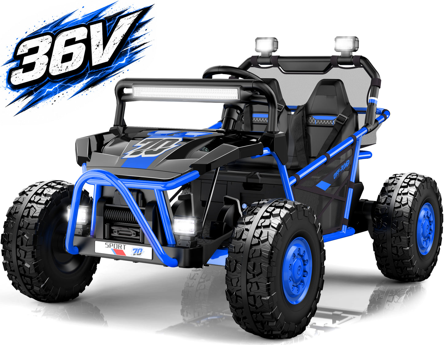 Conchico 36V Kids Ride on Toys, 2 Seater Electric Ride on Car for Big Kids, Battery Powered Riding Toys with Rear Wheel Spring Suspension, Bluetooth and FM Radio, Max Speed 8 MPH, Aged 6+