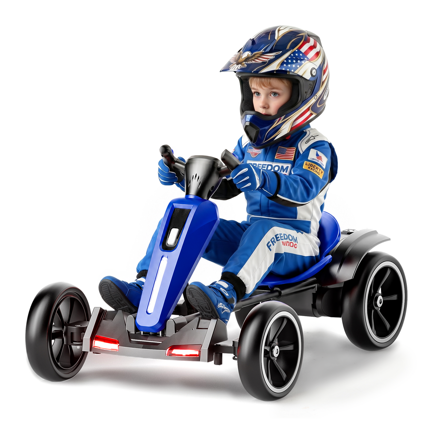 Conchico 12V Kids Ride On Toy Car, Foldable Electric Go Kart for Kids, Go Cart with Adjustable Seat for Toddlers 3-6 Years Old