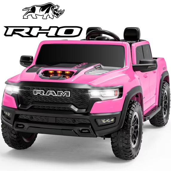 RAM 24V Kids Ride on Truck Cars, Ride on Toys with Remote Control, Electric Car for Kids 2 Seater, Powered Toddler Car with Bluetooth MP3 4 Wheels Suspension for Boys Girls
