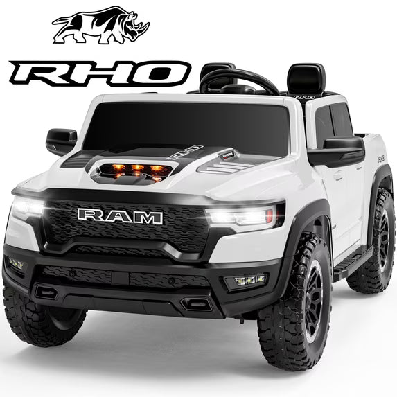 RAM 24V Kids Ride on Truck Cars, Ride on Toys with Remote Control, Electric Car for Kids 2 Seater, Powered Toddler Car with Bluetooth MP3 4 Wheels Suspension for Boys Girls