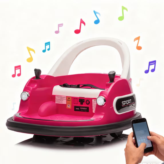 Conchico 12V Bumper Cars for Kids, Kids Ride on Toy for Toddler Boys Girls 3-5, 360° Spin, Ride on Cars with Remote Control, Anti-Collision Padding, Safety Belt, LED Lights, Bluetooth
