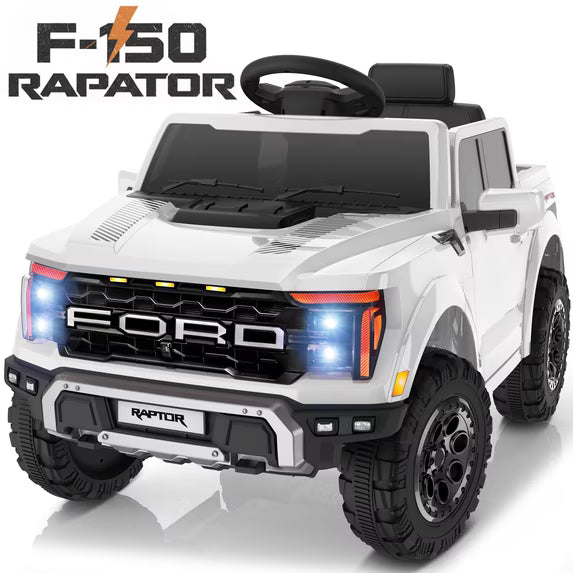 Conchico 12V Licensed Ford F150 Raptor Powered Ride-On Cars Toys with Remote & Durable Wheels for Kids