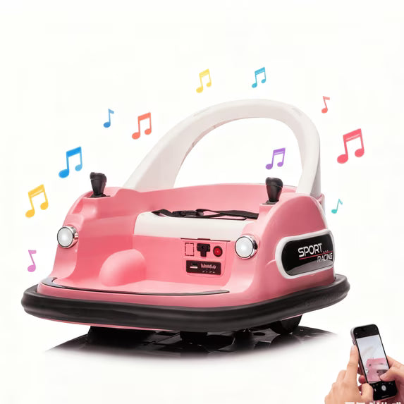 Conchico 12V Bumper Cars for Kids, Kids Ride on Toy for Toddler Boys Girls 3-5, 360° Spin, Ride on Cars with Remote Control, Anti-Collision Padding, Safety Belt, LED Lights, Bluetooth