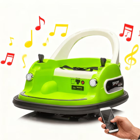 Conchico 12V Bumper Cars for Kids, Kids Ride on Toy for Toddler Boys Girls 3-5, 360° Spin, Ride on Cars with Remote Control, Anti-Collision Padding, Safety Belt, LED Lights, Bluetooth