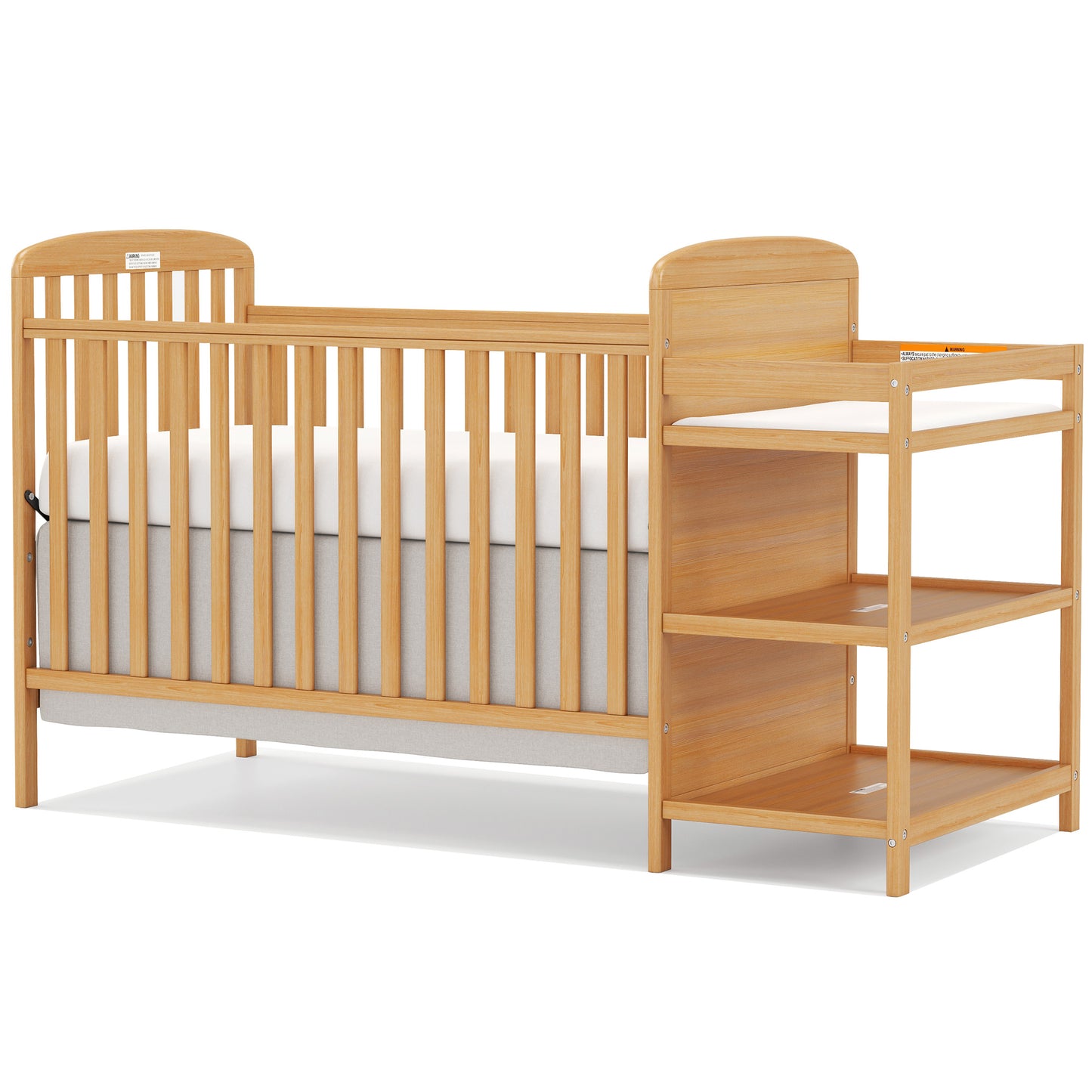CASEMIOL Baby Crib with Changing Table 3 in 1, New Zealand Pinewood Cribs Convertible to Toddler Daybed Bed, Non-Toxic Finish, Easy to Assemble