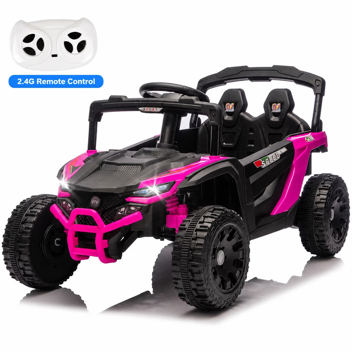 24V Kids Powered Ride On UTV, Electric Ride On Car for Kids Ages 3-5 with Remote, Bluetooth, LED Lights, 4-Wheel Suspension