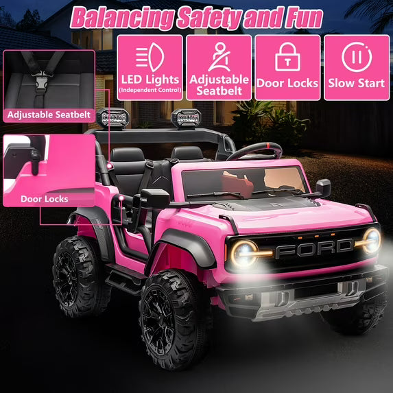 Conchico 24V 2 Seater Licensed Ford Bronco Powered Ride-On Cars with Remote, Electric Cars Riding Toys for Boys Girls 3-8