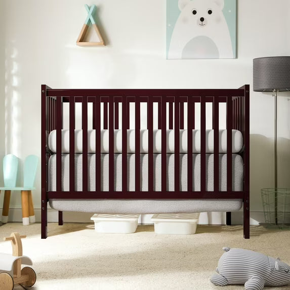 5-In-1 Convertible Crib, New Zealand Pinewood Baby Bed,Baby Crib With 3 Height Adjustment, Non-Toxic Finish, Easy to Assemble