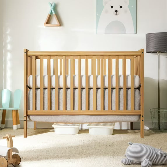 5-In-1 Convertible Crib, New Zealand Pinewood Baby Bed,Baby Crib With 3 Height Adjustment, Non-Toxic Finish, Easy to Assemble
