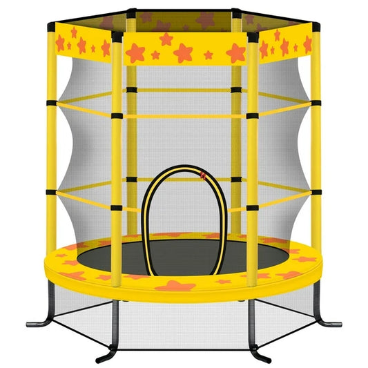 Conchico Trampolines for Kids, 55"Round Trampolines with Safety Enclosure Net, 4.5FT Outdoor Indoor Small Trampoline, Baby Trampoline Toys, Gifts for Children Boy Girl, Yellow