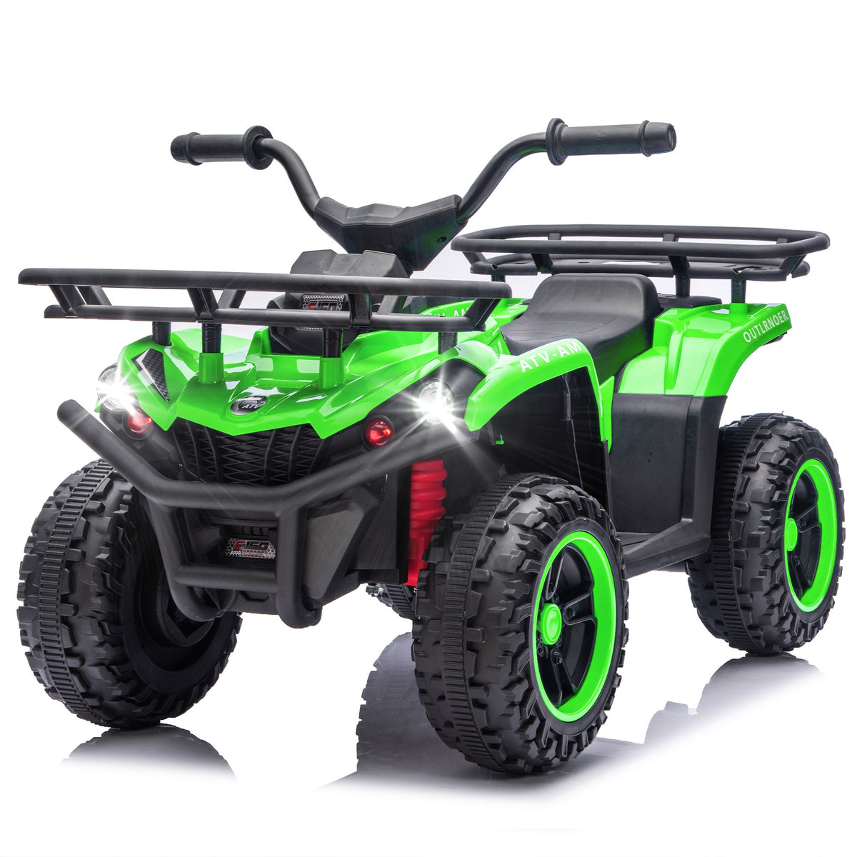 Conchico 24V Ride on ATV cars, 4 Wheeler Ride on Toys with Front and Rear Storage Racks, Electric Ride on Vehicles for Kids Aged 3-5, LED Lights, Power Display, Crash Bars, Bluetooth, MP3, Blue