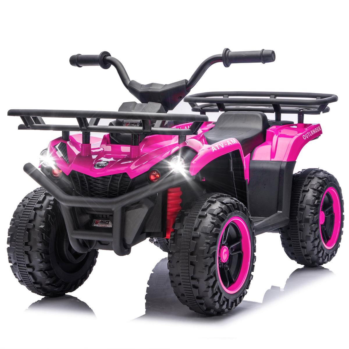 Conchico 24V Ride on ATV cars, 4 Wheeler Ride on Toys with Front and Rear Storage Racks, Electric Ride on Vehicles for Kids Aged 3-5, LED Lights, Power Display, Crash Bars, Bluetooth, MP3, Blue