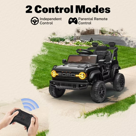 Conchico 12V Licensed Ford Bronco Powered Ride-On Cars with Remote Control, Ride on Toys with Music & Seatbelt, Electric Car for Kids