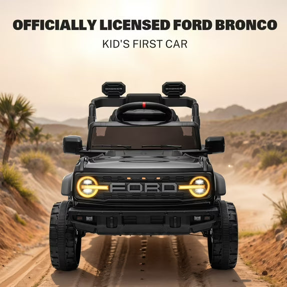 Conchico 12V Licensed Ford Bronco Powered Ride-On Cars with Remote Control, Ride on Toys with Music & Seatbelt, Electric Car for Kids
