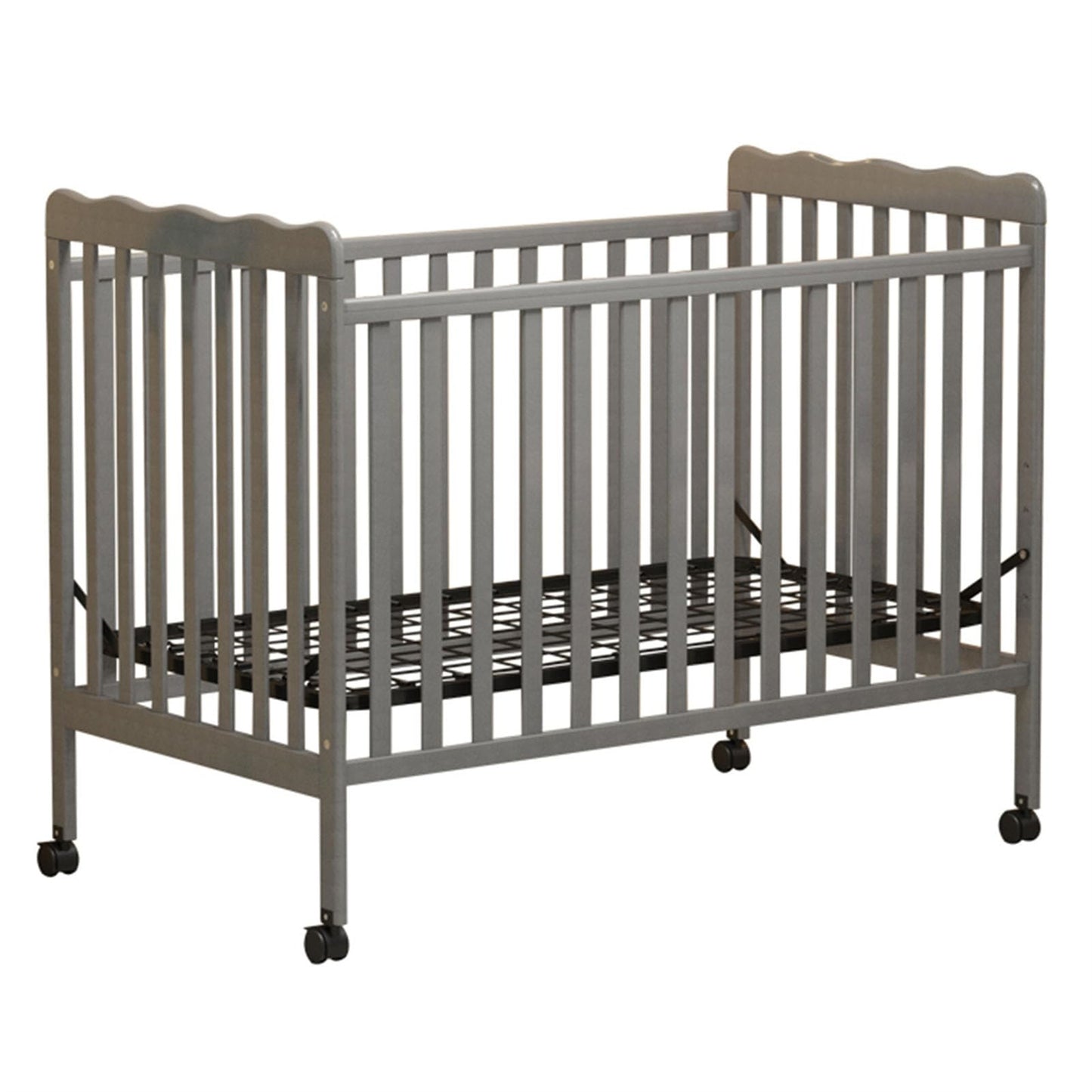 Baby Convertible Crib 3 In 1, Converts from Baby Crib to Toddler Bed, New Zealand Pinewood Baby Bed with Locking Wheels and Teething Rail, Crib with 4 Height Adjustment and Non Toxic Finish, Black